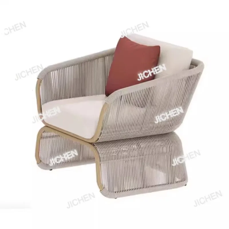 ชุดโซฟาหวายกลางแจ้ง JC สำหรับระเบียงบ้านพักตากอากาศ พร้อมโต๊ะกาแฟ ป้องกันฝนและแสงแดด เหมาะสำหรับสวนและวิลล่า