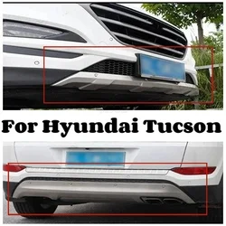 For Hyundai Tucson 2015 2016 2017 2018 Stainless Steel Metal Front + Rear Bumper Bottom Guard Protector Car-styling