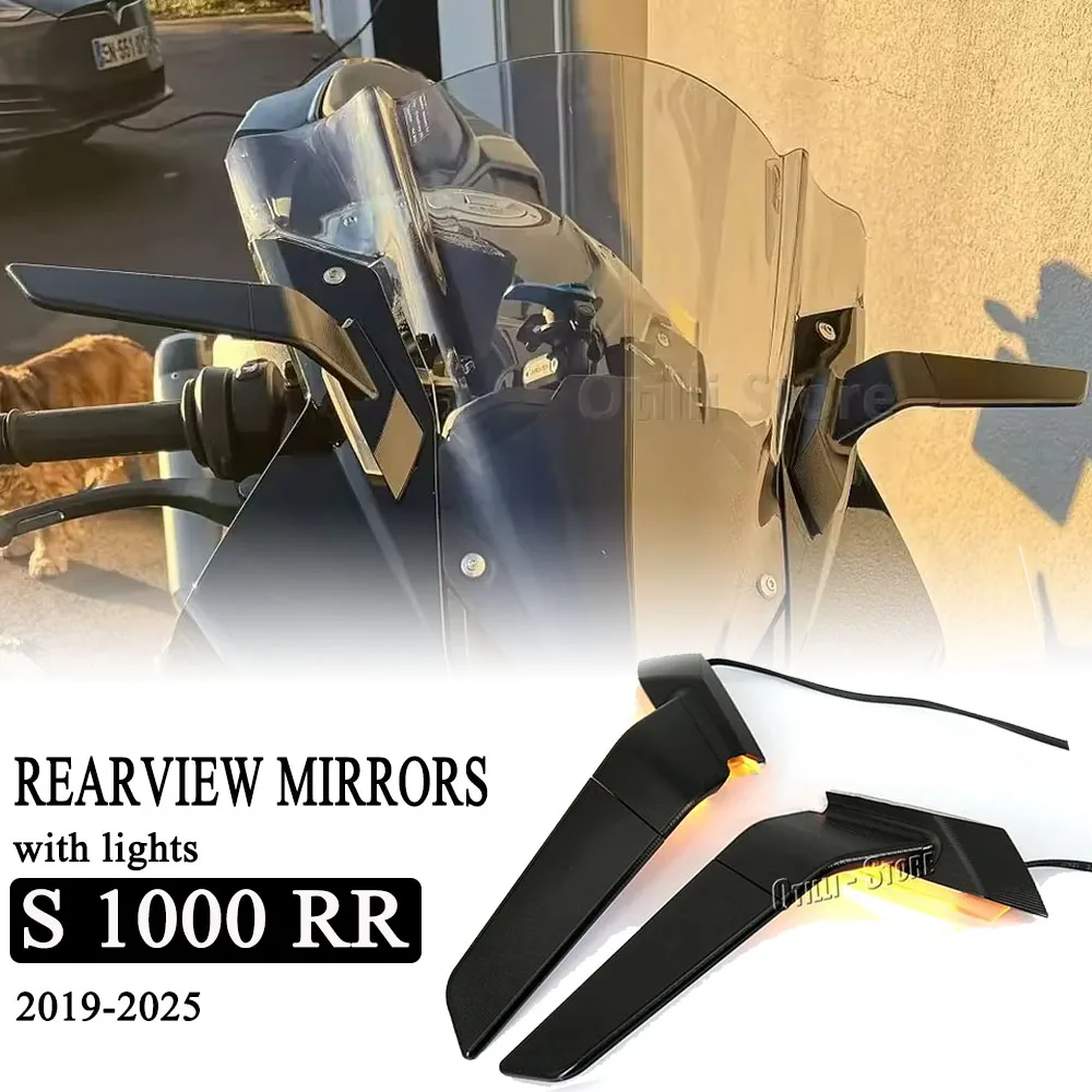 

2025 S1000RR Motorcycle Rearview Rear View Side Mirrors With LED Turn Signal Light For BMW S1000RR 2109 2020 2021 2022 2023 2024