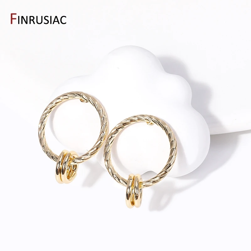 FINRUSIAC Multiple 14K Gold Plated Classic Twist Stud Earrings For Women High Quality Earring Hooks For Jewelry Making Supplies