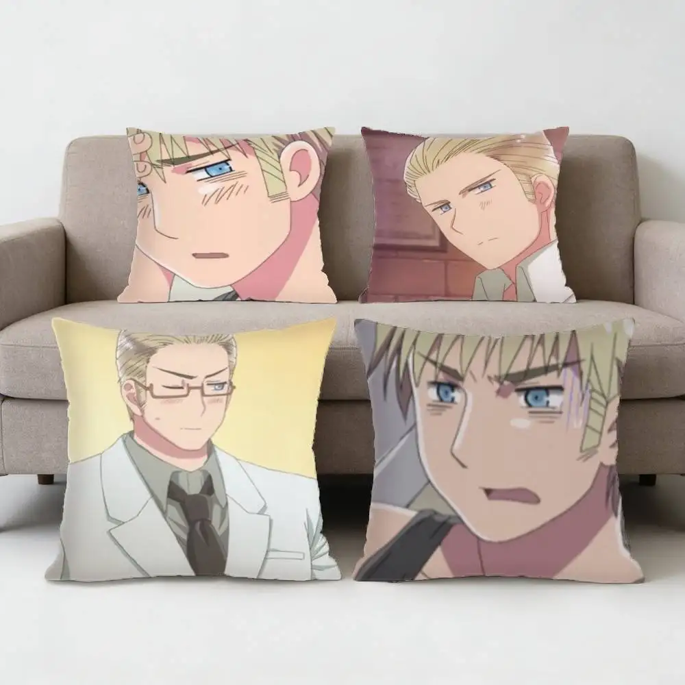 

Anime Hetalia World Stars Ludwig Pillow Case Anti-dustmite Pillowcase Invisible zipper silky short plush Sofa cushion cover