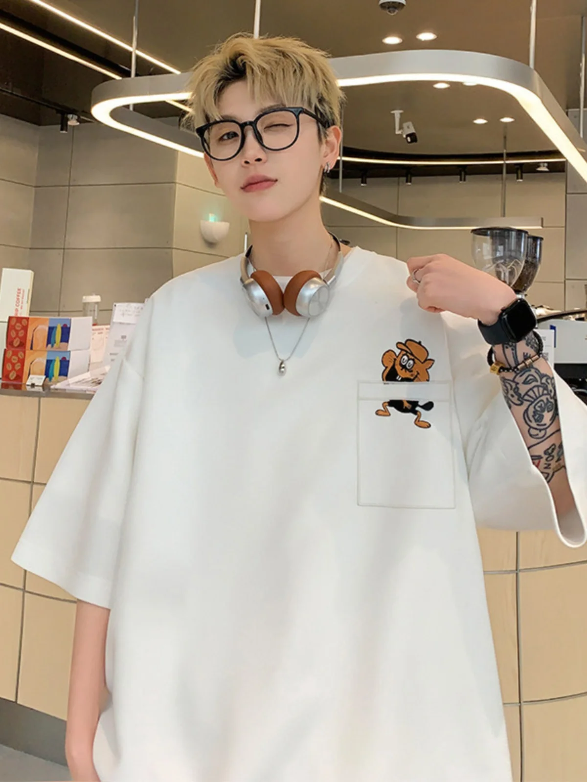 

Футболка оверсайз из плотного хлопка Hong Kong Sle для подростков, в стиле американской уличной моды, повседневная одежда