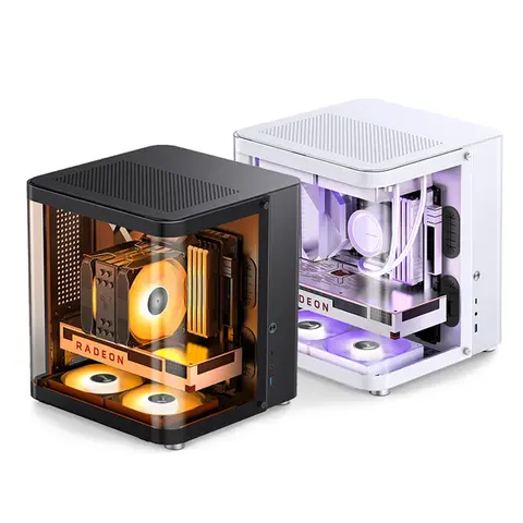 Bilashmart Jonsbo TK-1 Version 2.0 M-ATX ITX Case Ring Tempered Glass Side Penetration E-sports Seaview Room Desktop Computer Small Chassis