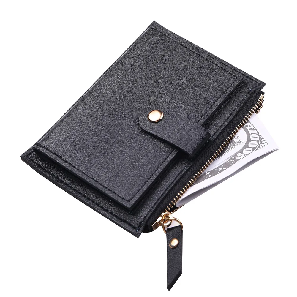 

Women Fashion Small Wallet Purse Solid Color PU Leather Mini Coin Purse Wallet Credit Card Holder Bags Zipper Coin Purse