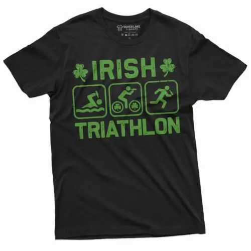 Funny Saint Patrick's day Irish Triathlon T-shirt Party Pub Humorous Shirt