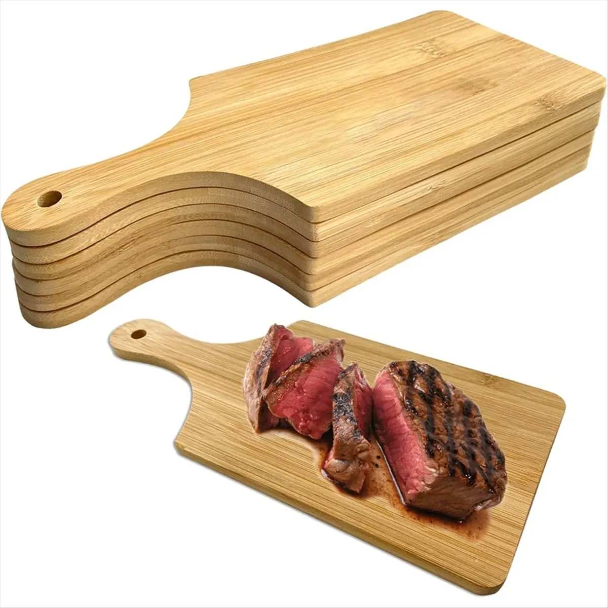 AA25 11x5 in Mini Charcuterie Boards,6 Pcs Wood Cutting Board Bulk Cutting Board for Crafts with Handle,Cheese Board As Gift