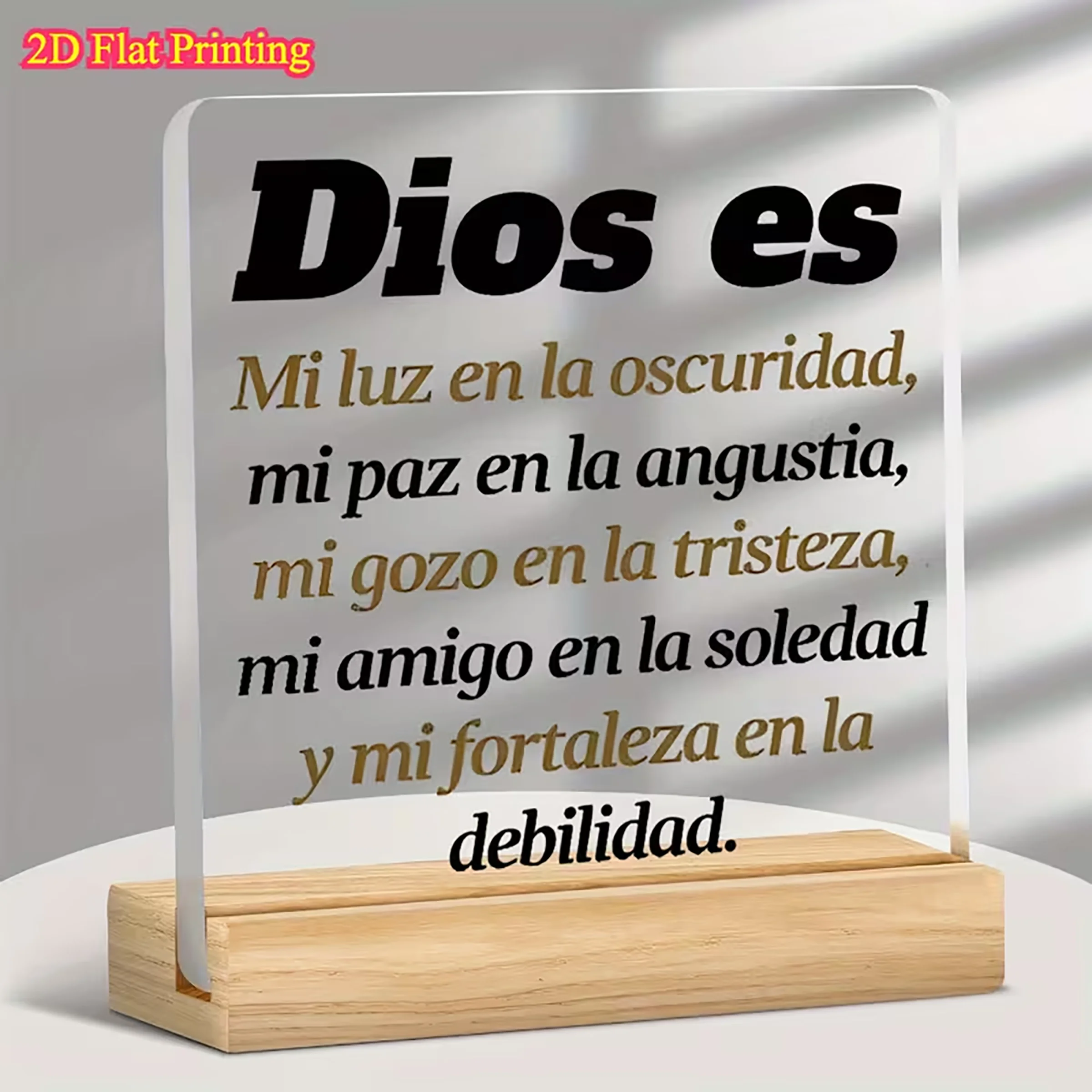 Acrylic Ornaments with Spanish Bible Verses-gifts for Christmas, Birthday, Baptism-God Is My Light in Darkness
