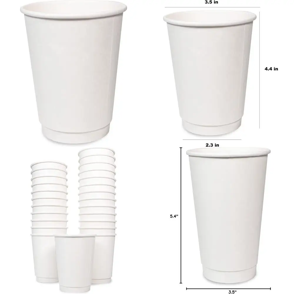 

Double Wall Insulated Disposable Coffee Cups 12 oz, 500 Pack, Ideal for Hot Chocolate, Tea, Espresso, and Cocoa Drinks