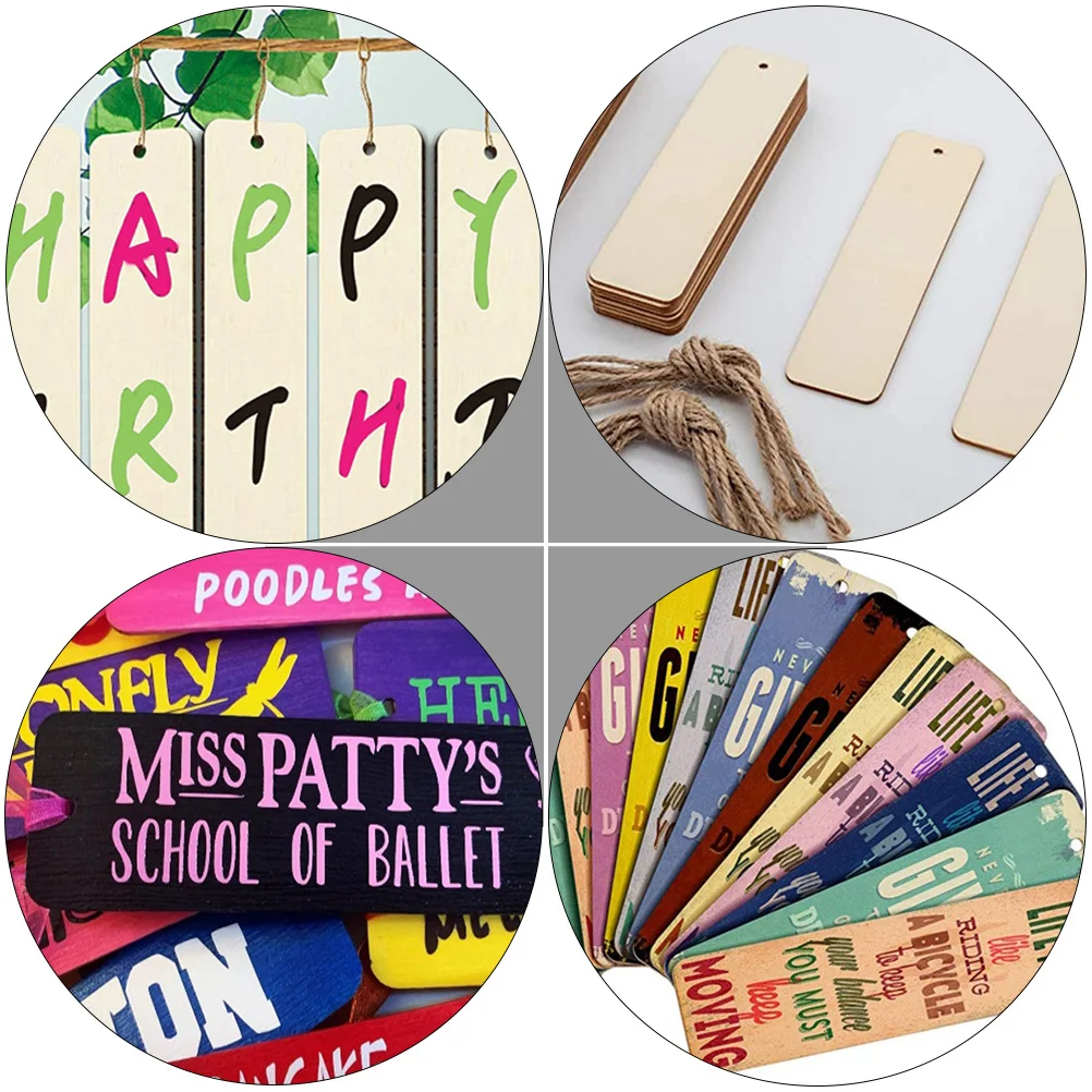 20 قطعة الإشارات المرجعية الخشبية الفارغة DIY بها بنفسك مستطيل Hangtags لوازم الحرفية لتلوين علامات الصفحة الهدايا المرجعية الخشبية