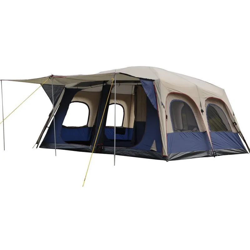 

L Size Two-Bedroom One-Hall Camping Tent Outdoor 6-12 person Anti-uv Double-layer Thickened Rainstorm-proof Large Family