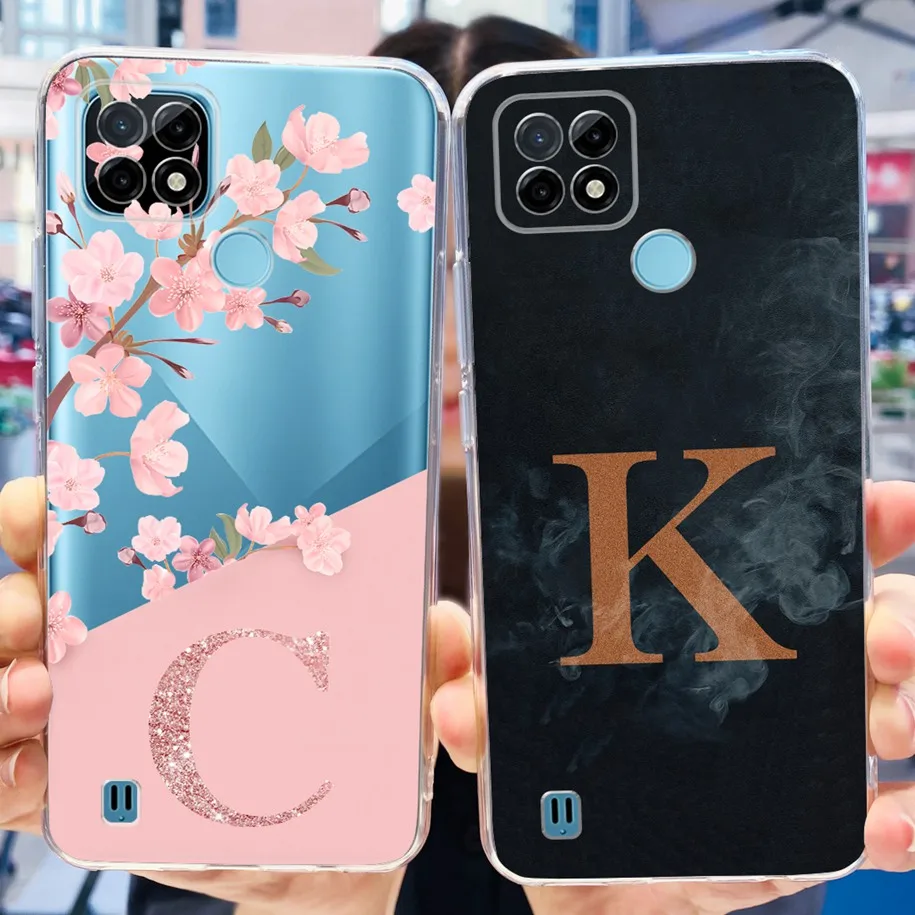 For Realme C21 C21Y Case RMX3201 RMX3261 Cover Cute Letters Silicone Funda For Realme C25 C25Y RMX3265 RMX3193 C 25 C 21 Y Cases