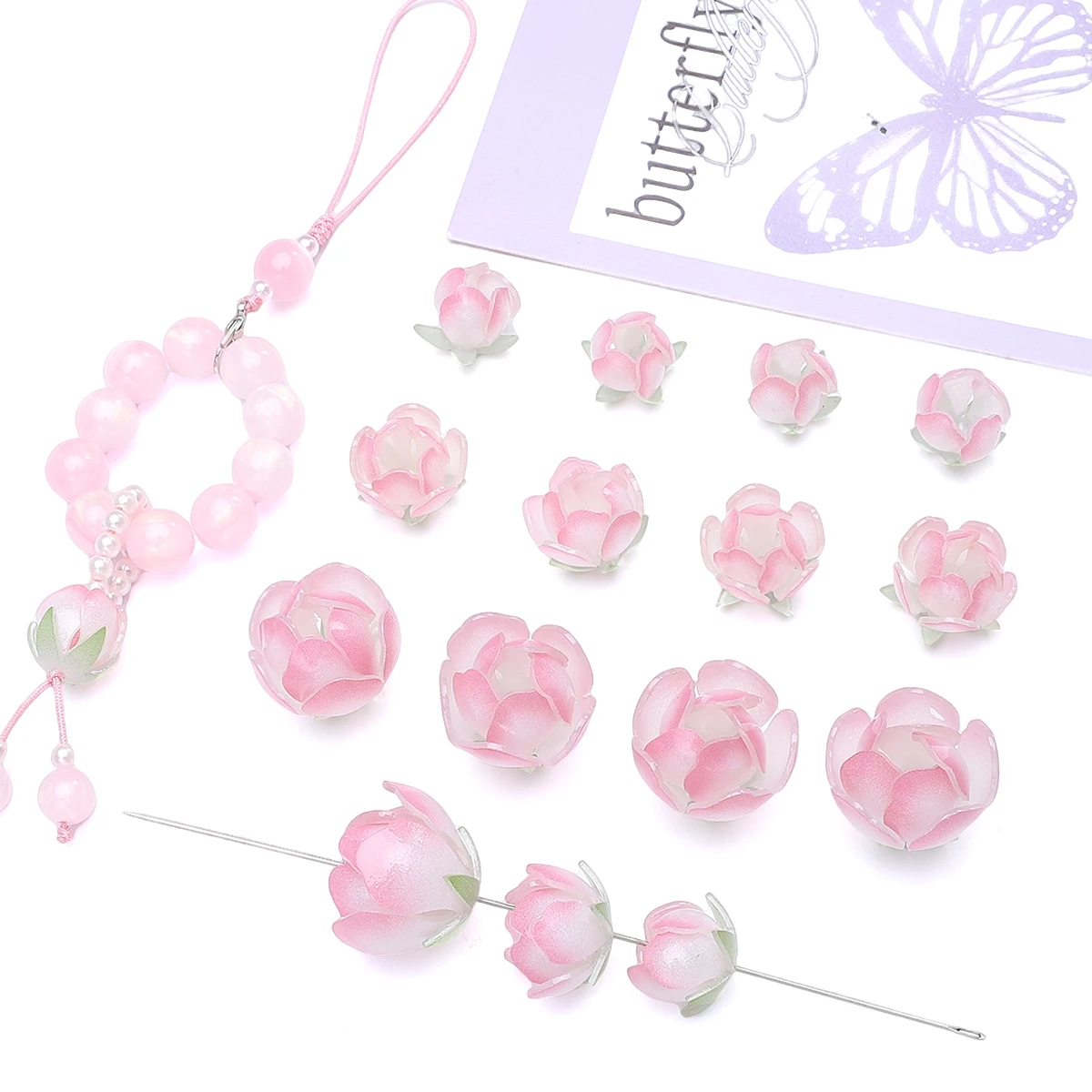 3D Peach Blossom Beads Charms For Jewelry Making Multi Size Flower Acrylic Beads Diy Handmade Bracelet Pendant Decor Accessories