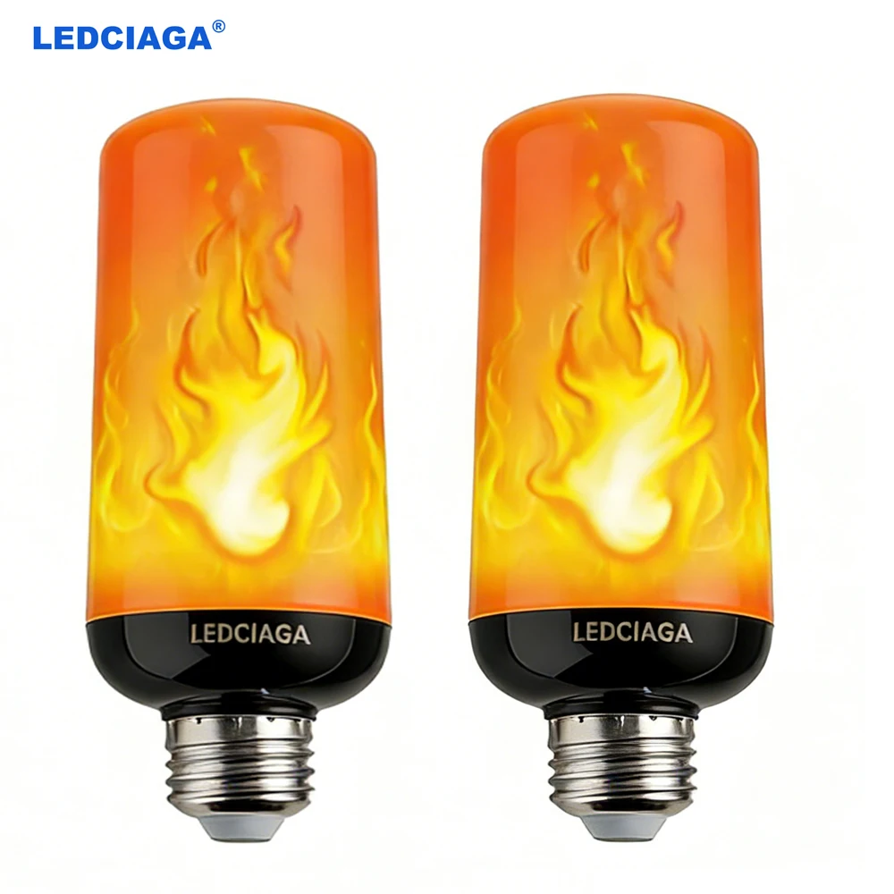 LEDCIAGA Upgraded  LED Flame Light Bulbs 3 Modes Flickering Light Bulbs with Upside Down Effect, E26/E27 Flame Bulb for Indoor