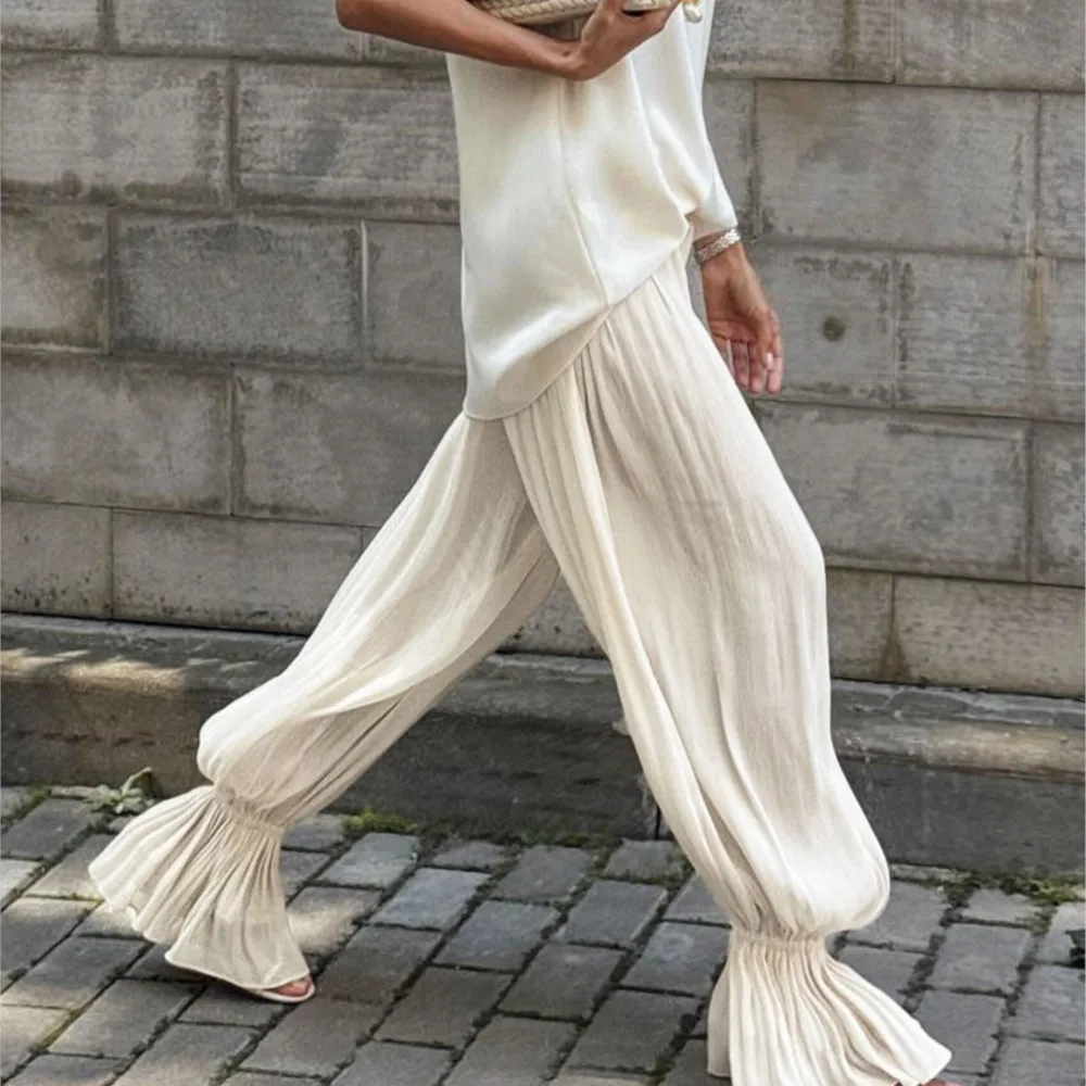 

Bubble Leggings Women's Fashion Trousers Autumn Winter New Style French Elegant Casual Loose Trousers Pantalones De Muje