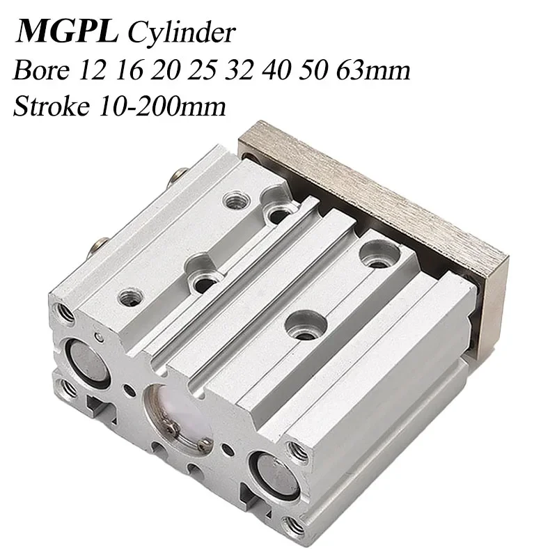 HLH MGPL 20/25/32/40/50/63*10/20/30/40/50/100/200mm High Quality MGPL Guided Pneumatic Cylinder Three Bar Three-axis Ball Bearin