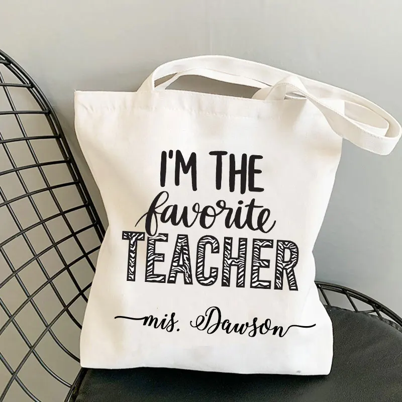 Personalized Teacher\'s Gift Tote Bags Custom Name Handbag Party Gifts Shoulder Bag Canvas Bags Bolsa Reutilizable Large Tote Bag