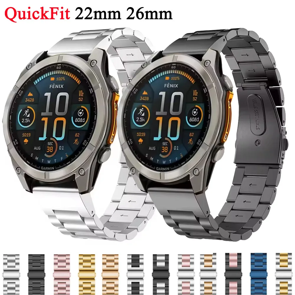 Quick Fit 22mm 26mm Metall Strap Für Garmin Fenix 8 51mm 47mm 7 7X Pro 6X GPS 5X Plus Männer Band Für Forerunner 965 955 945 935 745