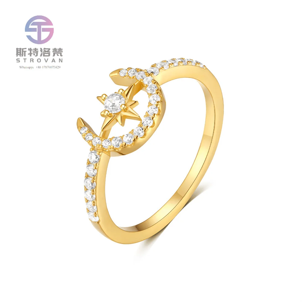 

CANNER Jewelry 18K Gold Plated Star Moon Shape Stainless Steel Sterling Silver Rings for Women Dainty Rings