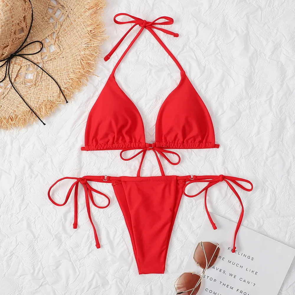 Traje de bikini de vendaje sexy para mujer, traje de baño de vendaje brasileño, traje de baño de realce de playa, traje de baño con cordones,