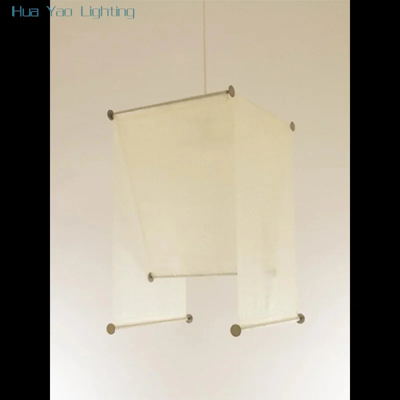 Japanese Style Silent Wind Chandelier Retro Fabric Hanging Lamp Curtain Pendant Lights Living Room Dining Room Bedroom Lamp