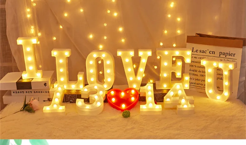 16/21CM DIY Leuchtende LED-Buchstaben Nachtlicht Kreative Buchstaben Alphabet Zahlen Batterielampe Romantische Partydekoration – Detail 13