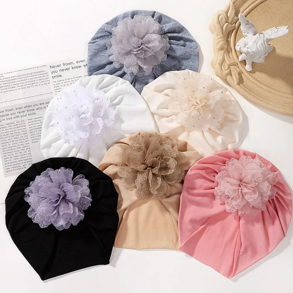 

Solid Dot Floral Turban Baby Hats Caps for Newborn Boy Girl Beanies Thin Toddler Hospital Headwraps Kids Hair Accessories 0-3T