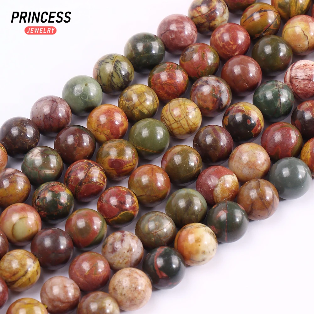 A+ Natural Picasso Jasper 4 6 8 10mm Energy Stone Beads for Jewelry Making Bracelet Necklace DIY Accessories Wholesale