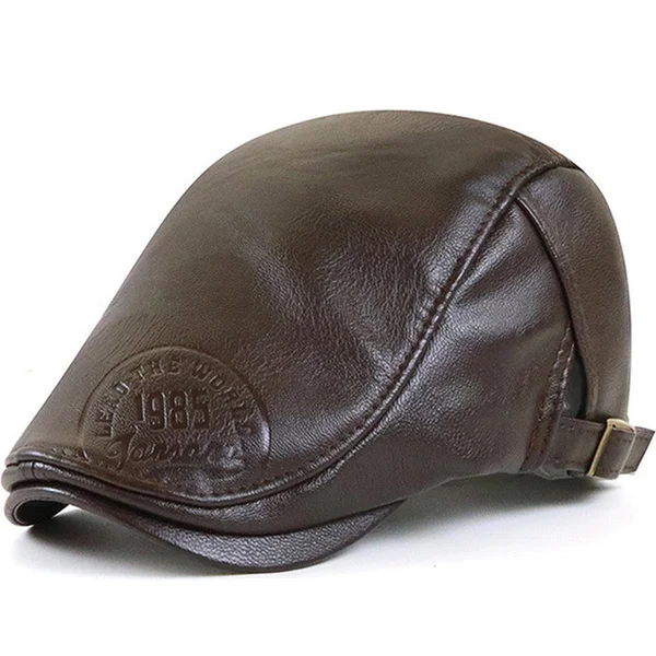 

Men's Leather Cap Flat Cap Cabbie Hat Gatsby