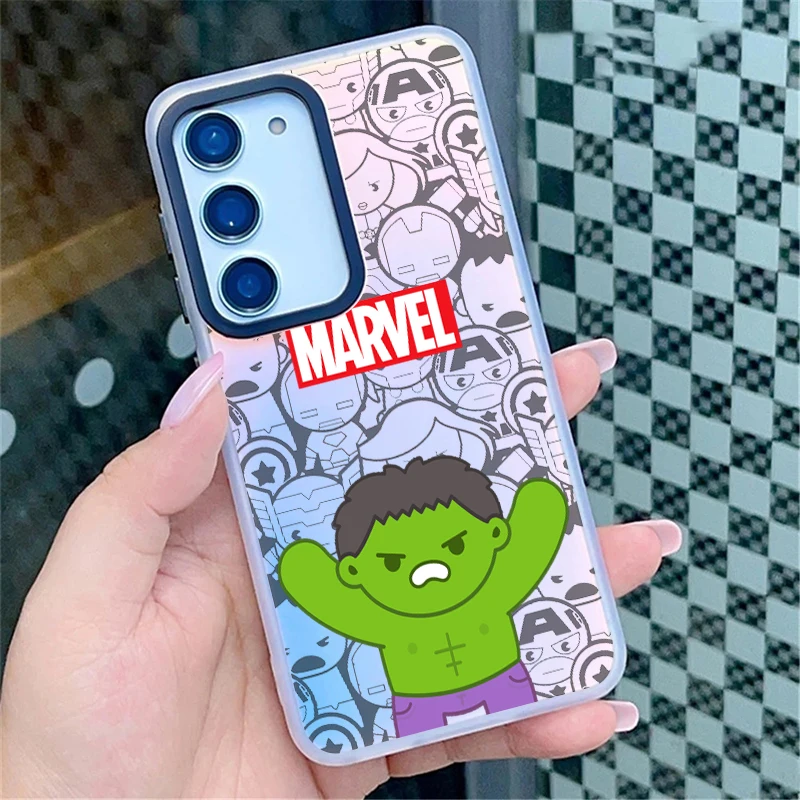 Marvel Avengers Q version For Samsung Galaxy S24 S23 S22 S21 S20 FE Ultra Plus S10 Lite 5G Luxury laser phone case