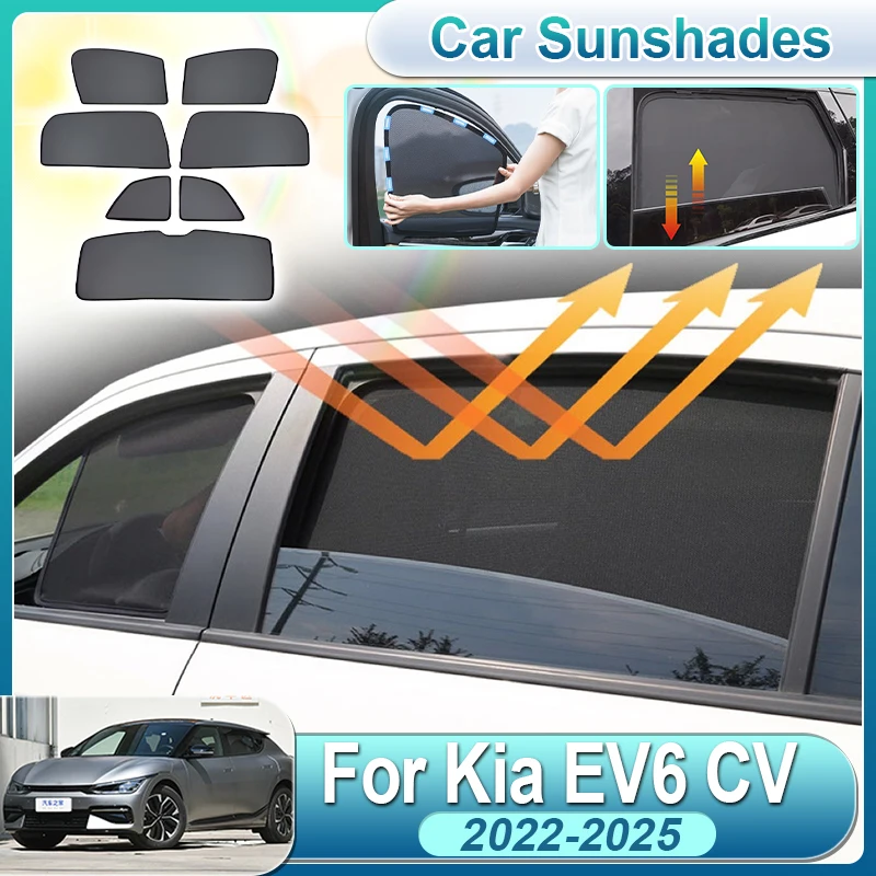 

Car Sun Visor Cover For Kia EV6 Accessories GT-Line 2022-2025 CV Magnetic Curtain Mesh Front Windshield Sunshade Car Accessories