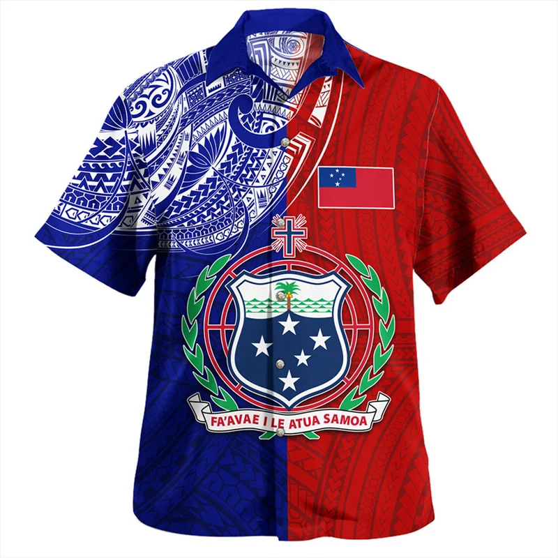 New Summer 3D American Samoa National Flag Printing Shirts For Men Samoa Coat Of Arm Graphic Short Sleeves Harajuku Clothing Top