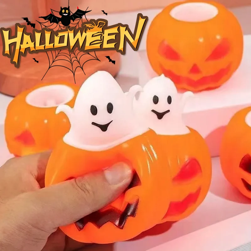 10/1PCS Pumpkin Squishy Fidget Toys Stress Relief Halloween Decompression Toy Funny Ghost Pinch Squishies Anti-stress for Adult