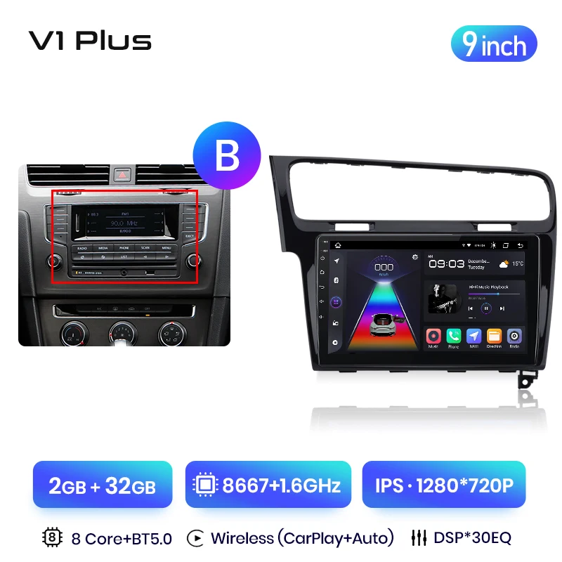 Junsun V3 Plus 2K Draadloze Carplay Android Auto Intelligente Systemen Voor Vw Volkswagen Golf 7 2013-2017 Autoradio