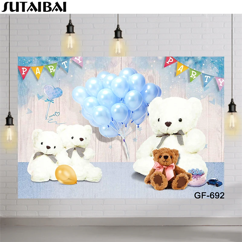 Teddy Bear Dolls Backdrop Children Happy Warm Cuddle Brown Bear Dolls Plush Toys Friends Party Baby Shower Newborn Props Party