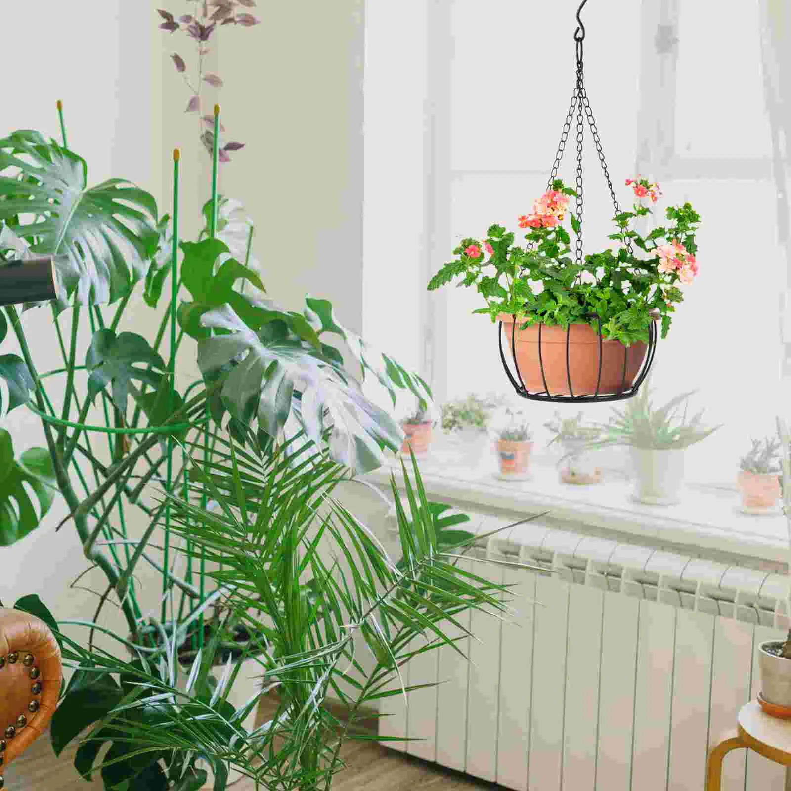 Cesta colgante de hierro para almacenamiento de macetero, cestas prácticas para estantes, estante decorativo, contenedor para maceta de flores, jardín