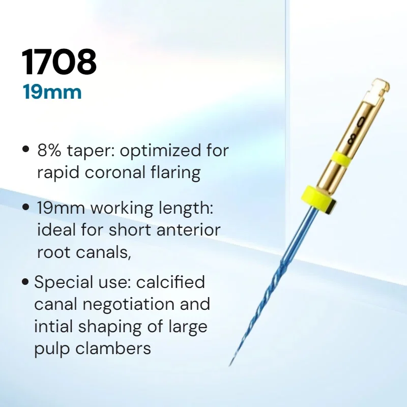 Finer Dental Endodontic Files 1708 1302 1504 2004 2504 Flexible Blue Endodontic Rotary Files 19/21/25mm for Root Canal Treatment