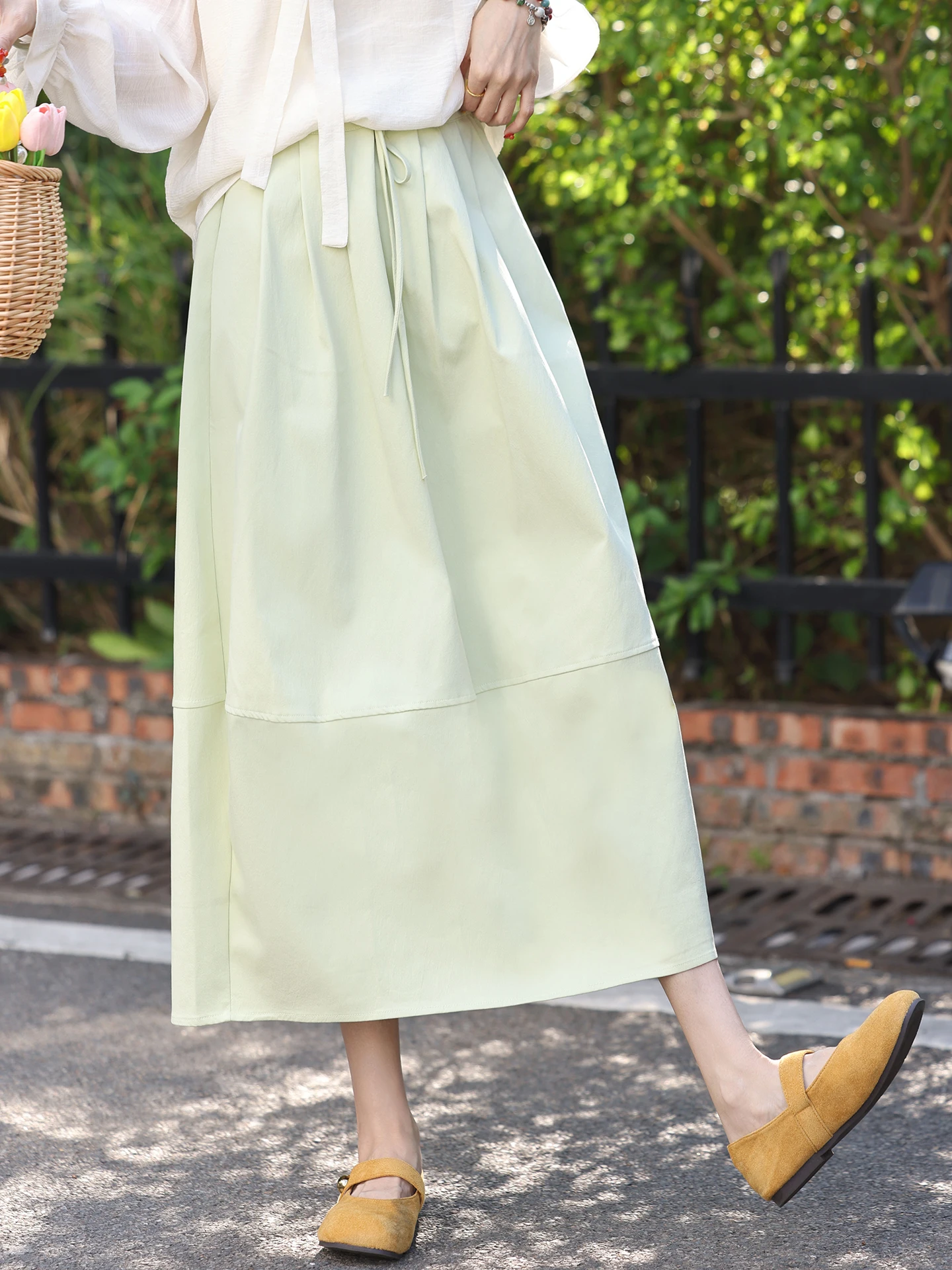 

Юбка женская Chen Jiajie zhuang Initial Spring Elegance с высокой талией, прикрывающая бедра, А-силуэт, из дышащей хлопковой смеси