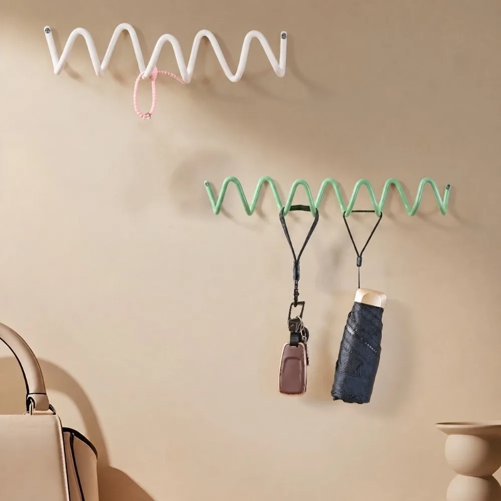3/4/5 Hooks Metal Wall Hook Minimalist Waterproof Sundries Storage Holder Wall Mounted Wavy Shape Key Hook Rack