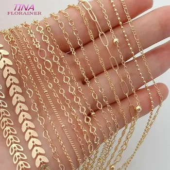 14K goudkleurig messing ronde sterschakelkettingen kettingkettingen sieradenaccessoires van hoge kwaliteit