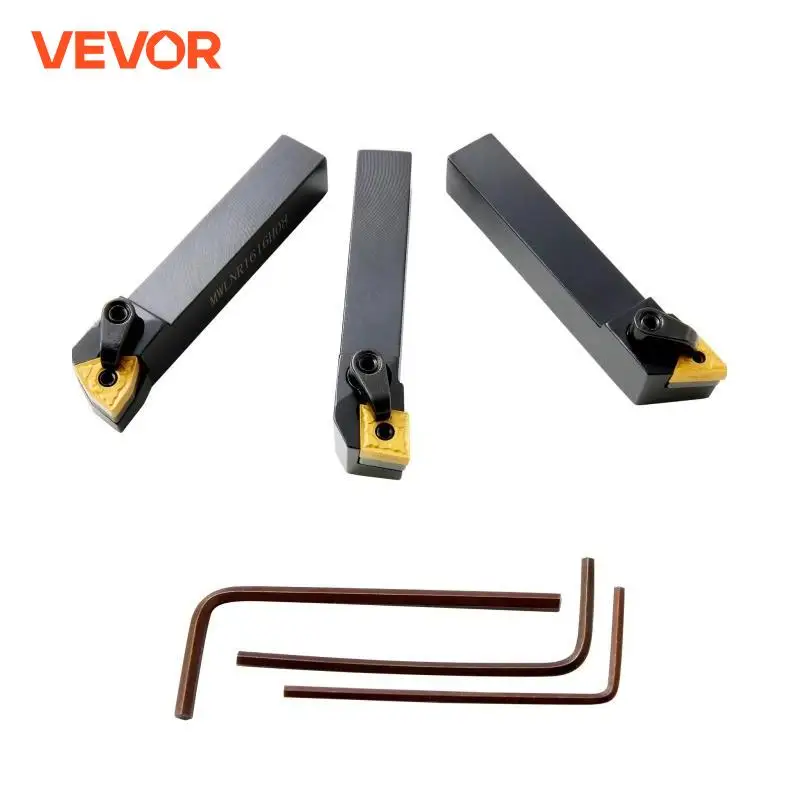 VEVOR 3/4/7 PCS Indexable Lathe Turning Tool Holder with Tin Coated Carbide Inserts Aluminum Case for Turning Grooving Threading