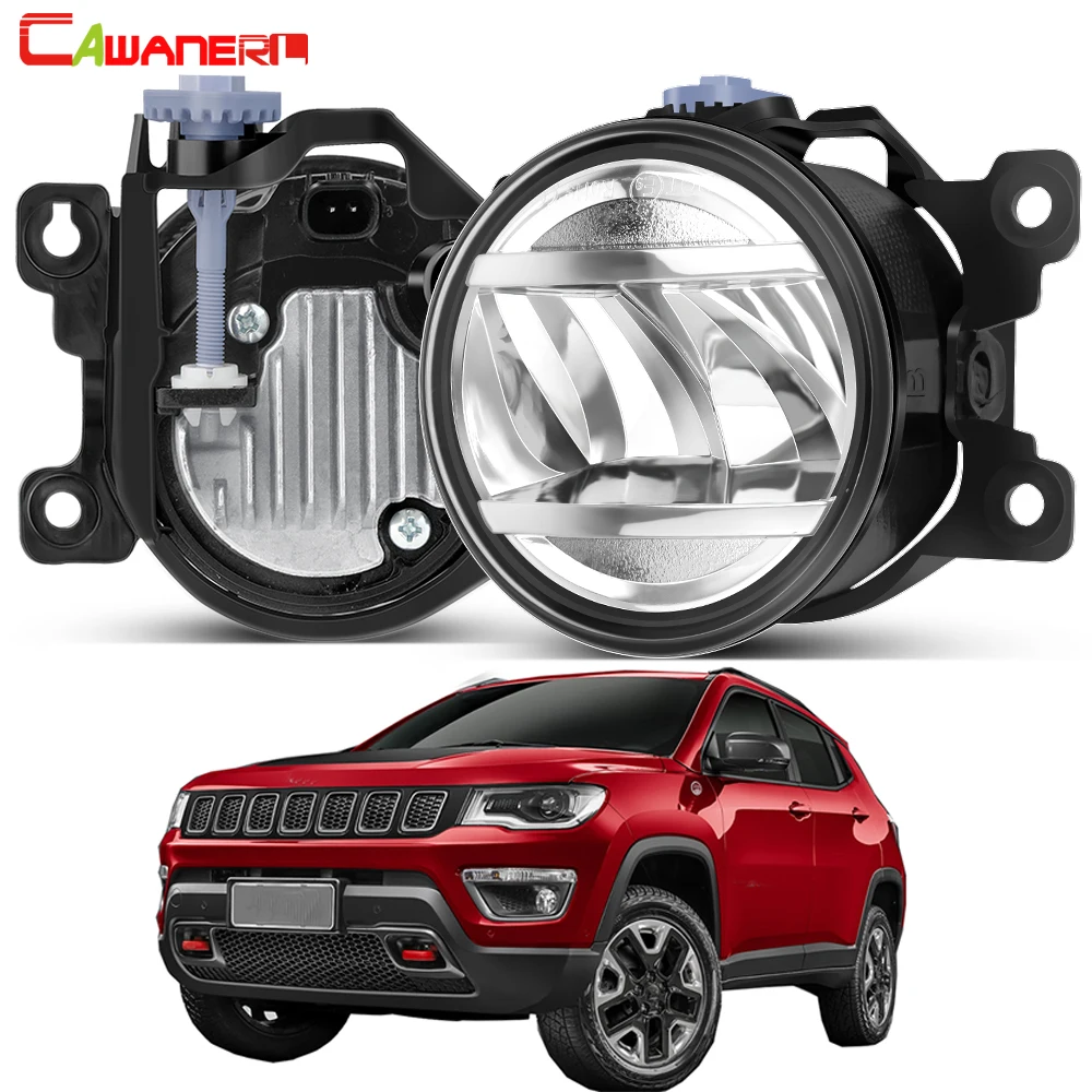 2 X 30W 4000LM Car Front Bumper Fog Light Assembly For Jeep Compass MP 2017 2018 2019 Upgrade LED Fog Driving Lamp White Yellow