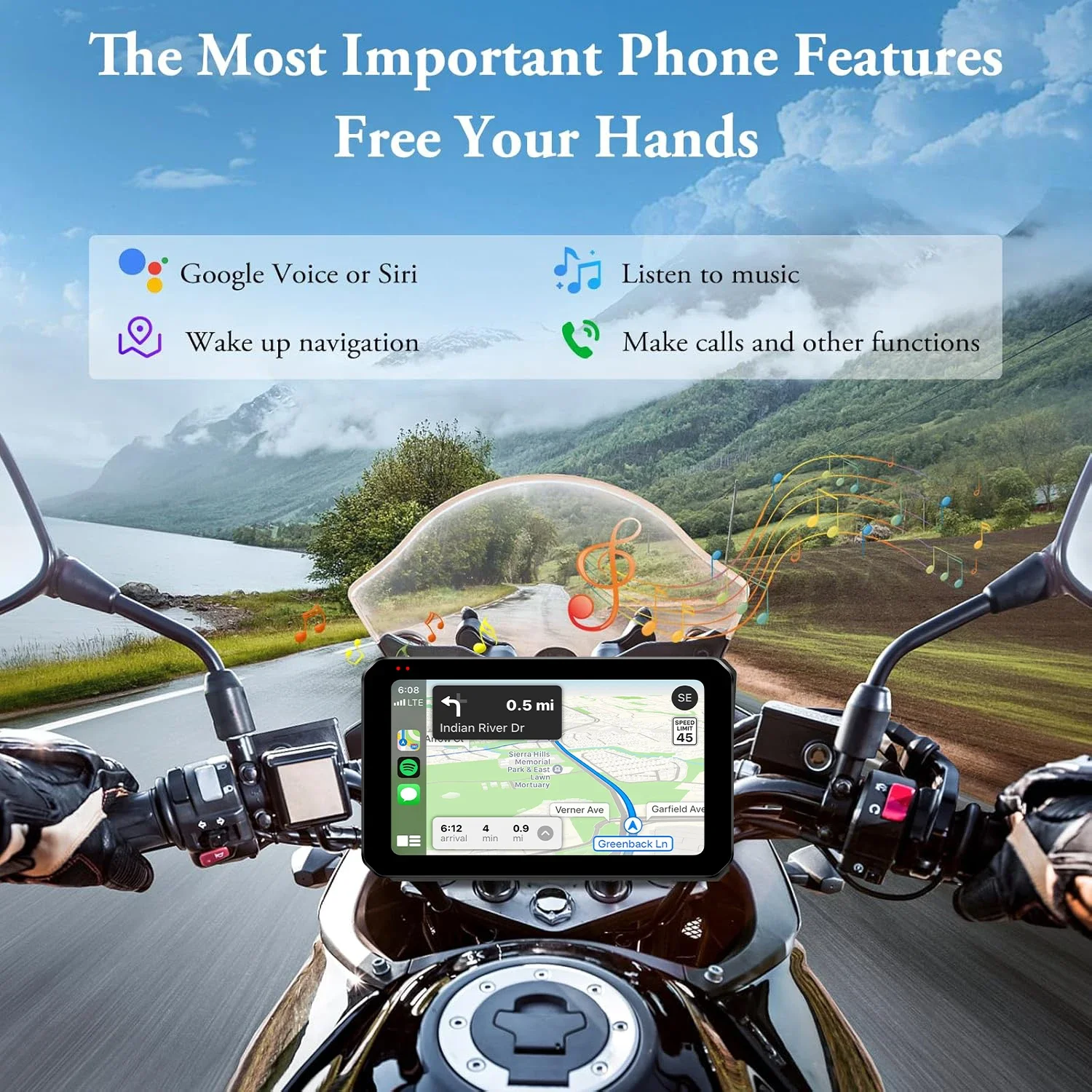 5.5 بوصة دراجة نارية لتحديد المواقع والملاحة 2K كاميرا لاسلكية Carplay أندرويد السيارات IPX7 شاشة مقاومة للماء المزدوج بلوتوث موتو مراقب #4