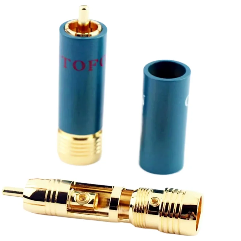 Enchufe RCA de Latón chapado en oro, Conector de línea de señal RCA, adaptador de Terminal AV, 4 piezas