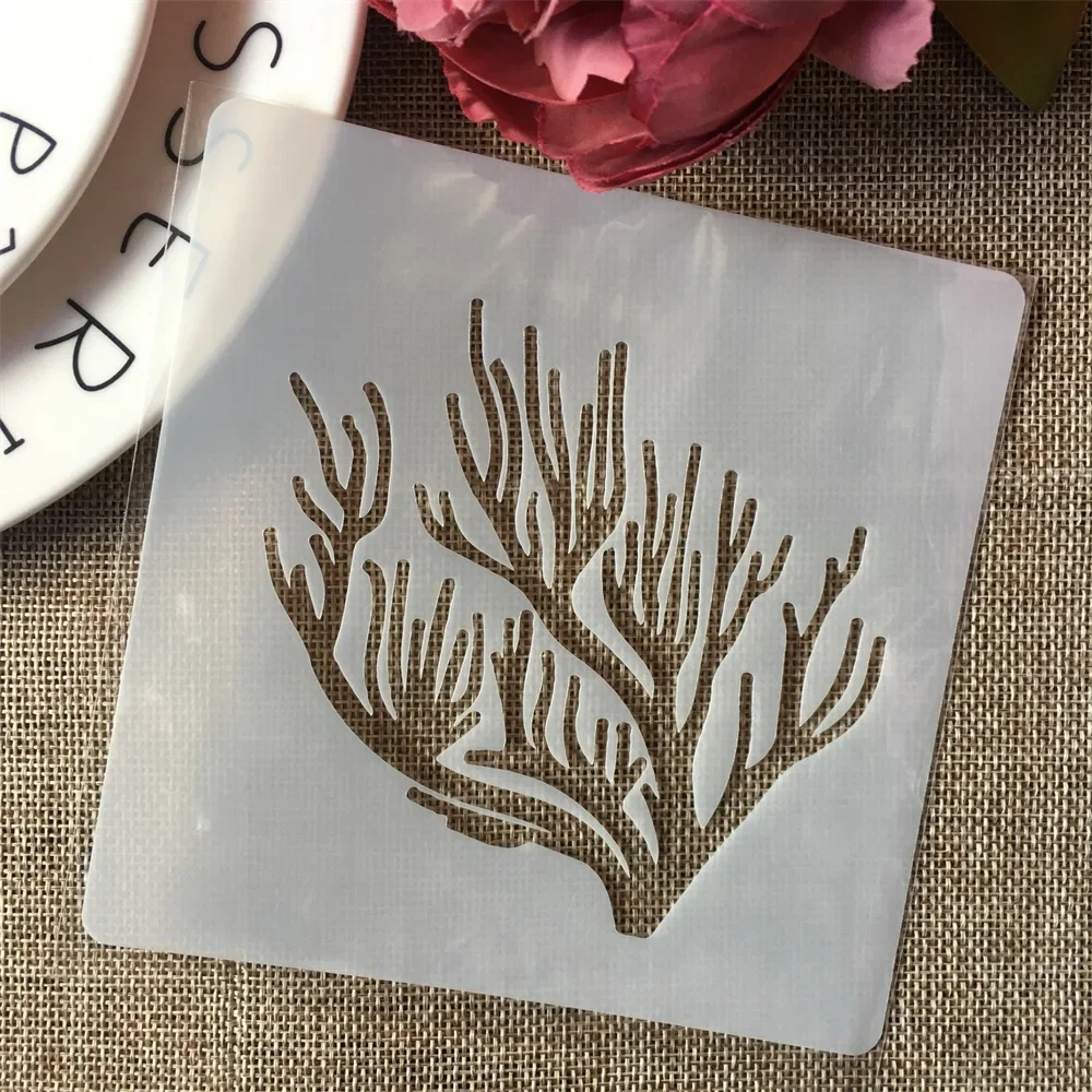 4Pcs/Set 13cm Ocean Sea Coral DIY Layering Stencils Painting Scrapbook Coloring Embossing Album Decorative Template