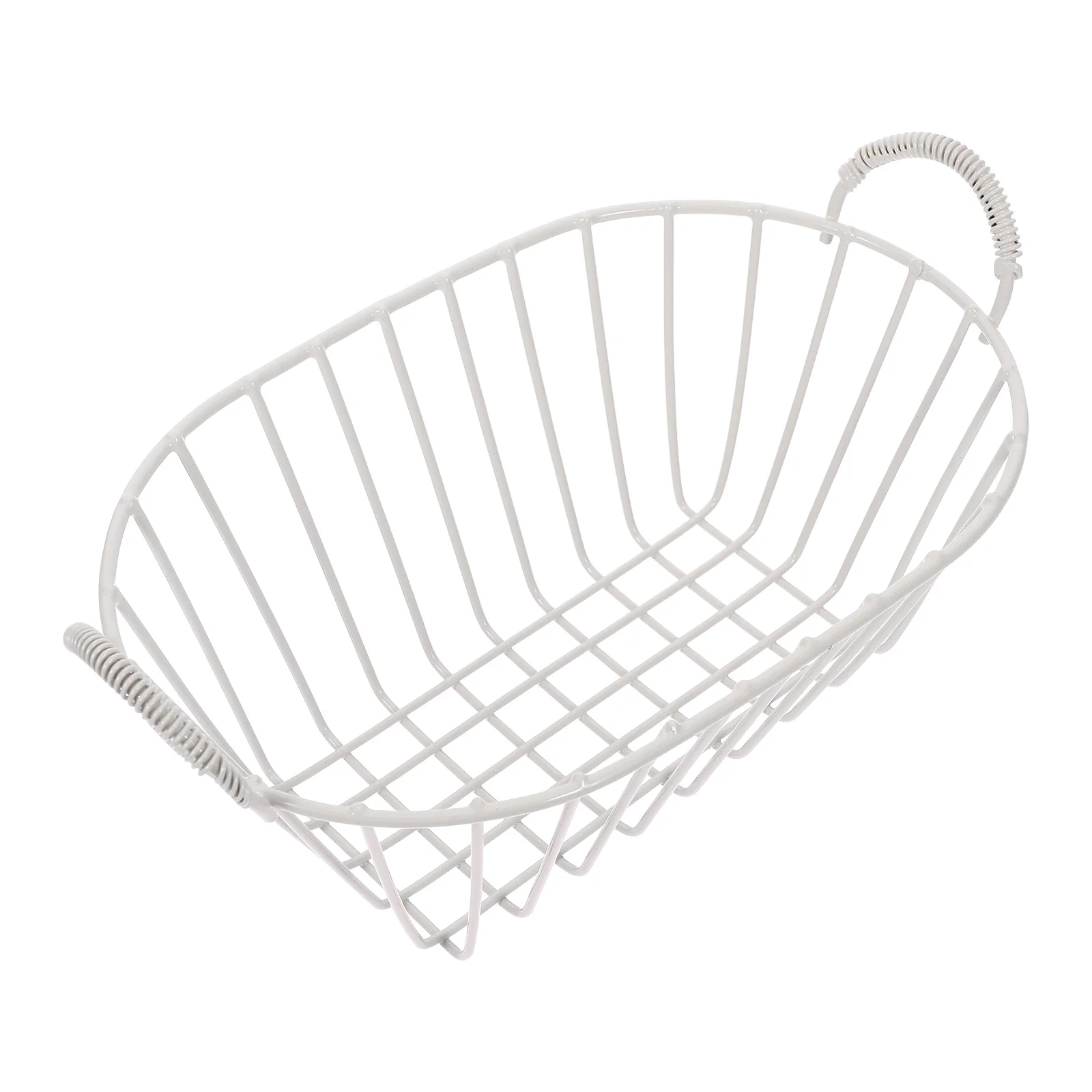 

Iron Wire Fruit Basket Handheld Small Baskets Portable White Metal Wire Baskets Decorative Bread Storage Vegetable Stand Desk