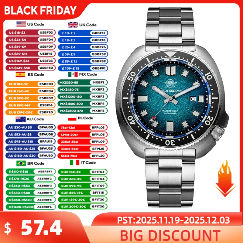 Addiesdive كوارتز ساعة رجالية 200 متر مقاوم للماء الياقوت الزجاج سوبر مضيئة السيراميك الحافة الفولاذ المقاوم للصدأ الساعات الفاخرة للرجل