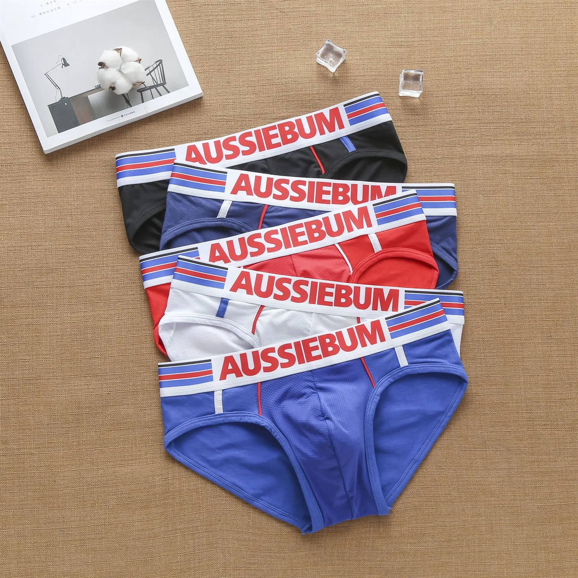 Męskie majtki Aussiebum modne super fajne bielizna przewiewna niski stan elastyczna bawełna wygodne spodnie młodzieżowe na pasek