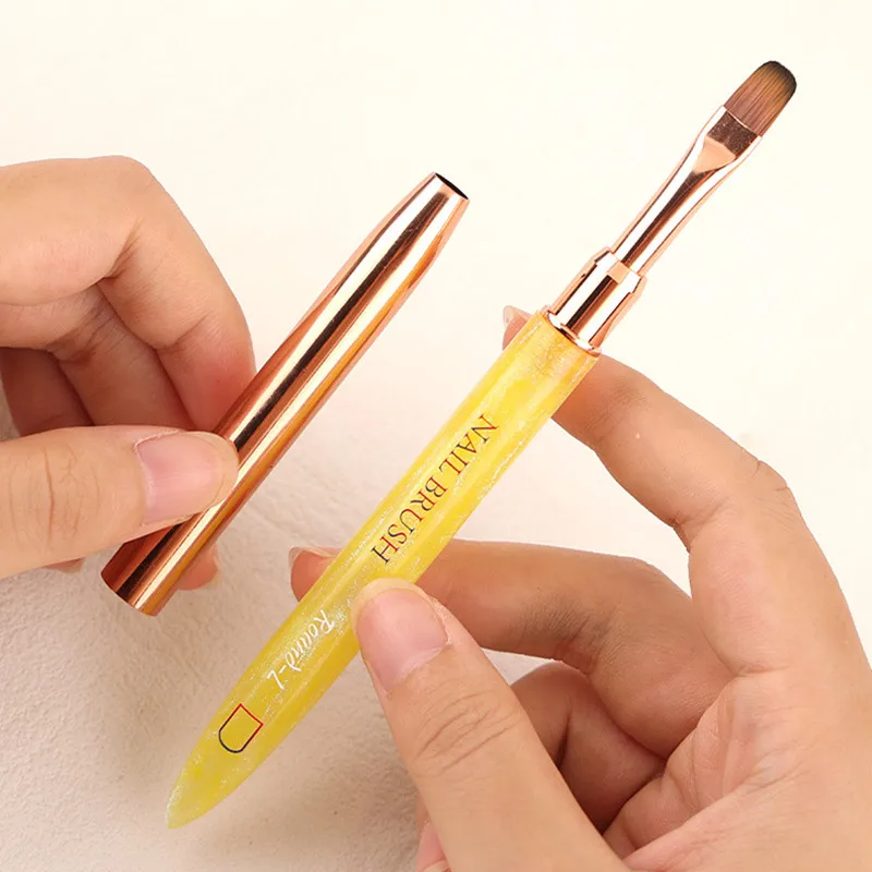 1/4PCS 젤 브러쉬 타원형 & 평면 UV 젤 네일 아트 브러쉬 전문 디자인 브러쉬 살롱 홈 DIY 매니큐어