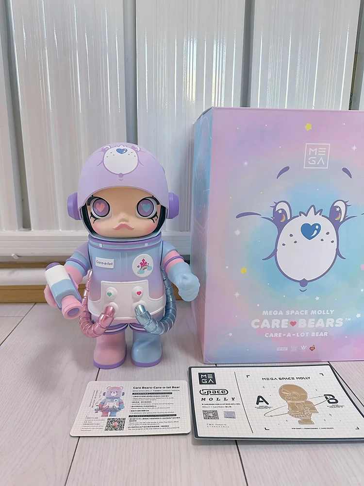 400% y 100% genuino Mega Space Molly Care Bear Set estatuilla de acción colección de decoración Interior Kawaii regalo de cumpleaños juguete grande