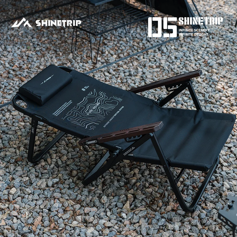 ShineTrip Outdoor Six-speed Adjustment Folding Portable Recliner Tactical Camping Aluminum Fishing Chair Lunch Break Recliner